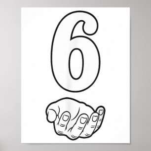 Poster Número 6 Divertido 67 Seis Sete Meme Mãos Casal Co