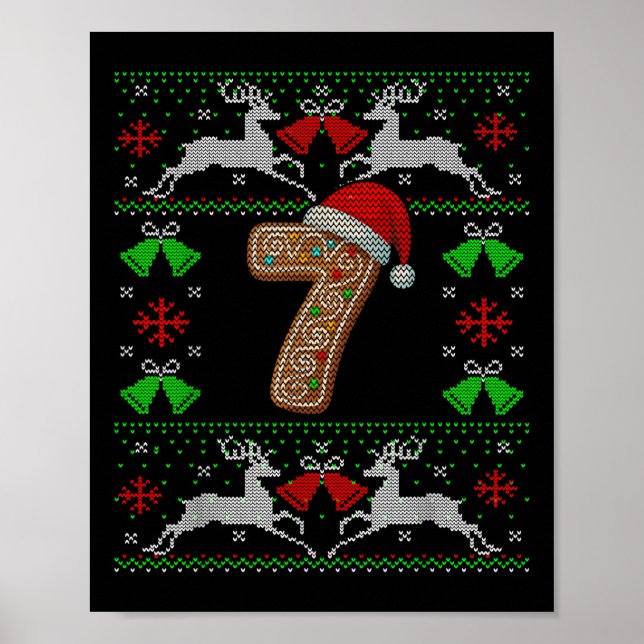 Poster Número 7 67 Meme Camisola de Natal Feia Engraçada (Frente)