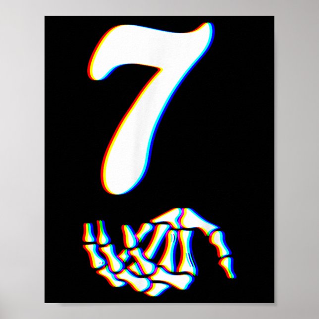 Poster Número 7 Correspondente 67 Meme Esqueleto Mão Hall (Frente)