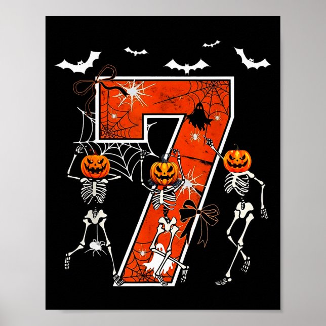 Poster Número 7 Seis Sete Meme 6 7 Halloween Esqueleto Da (Frente)