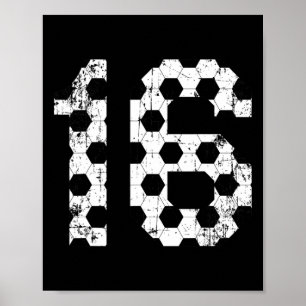 Poster Número da Camisa de Futebol Vintage 16