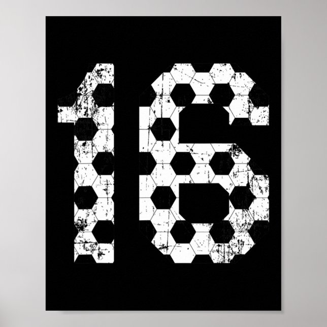 Poster Número da Camisa de Futebol Vintage 16 (Frente)