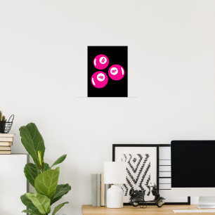 Poster Número da Sorte 4 Bolas Cor-de-Rosa