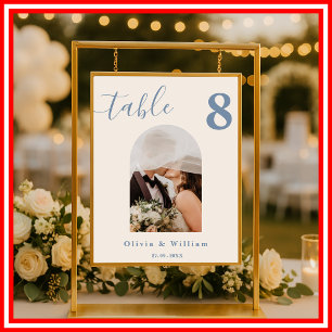 Poster Número da Tabela FOTO de Casamento Azul Dusty