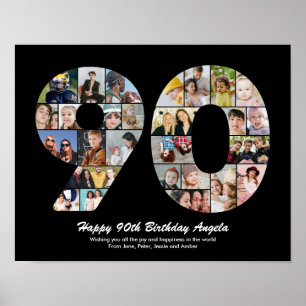 Poster Número de 90º Aniversário Presente de Colagem de F