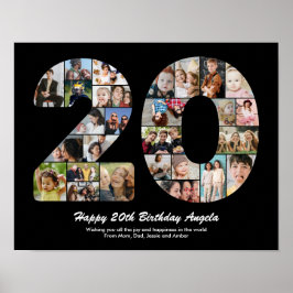 Poster Número de Aniversário de 20 Anos Colagem de Fotos