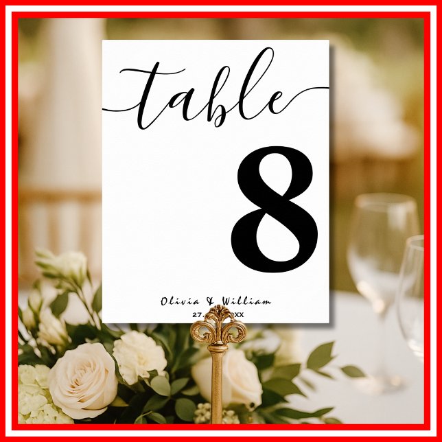 Poster Número de Mesa com Caligrafia para Casamento Moder (Criador carregado)