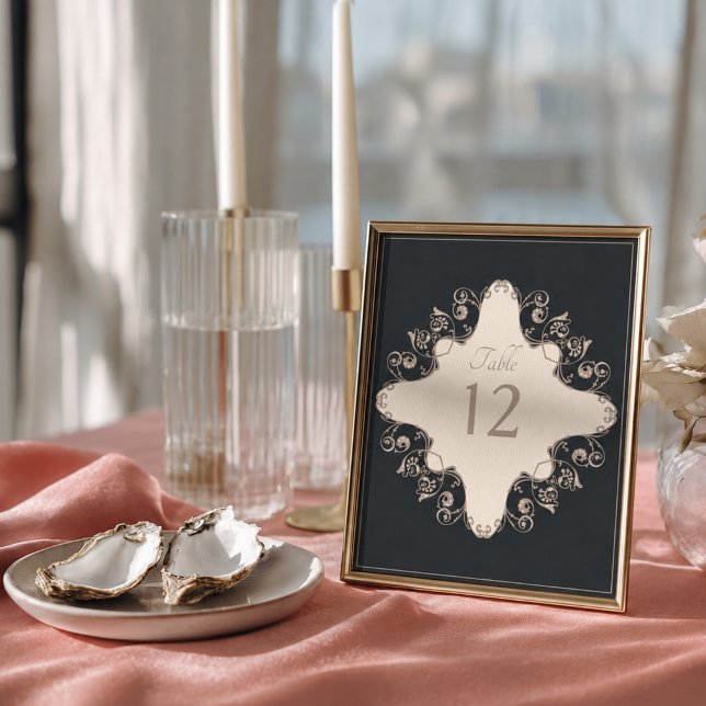 Poster Número de Mesa de Casamento Barroco de Luxo (Criador carregado)
