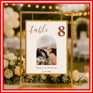 Poster Número de Mesa FOTOGRAFIA Casamento Boho Laranja Q