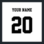 Poster Número e nome personalizados preto e branco<br><div class="desc">Este é um produto projetado com um número específico nele. O número pode representar várias coisas, como um número de camisa de atleta favorito, uma data ou ano especial, um número de sorte ou um número de aniversário. Esse produto é frequentemente popular entre fãs esportivos, entusiastas da malhação e qualquer...</div>
