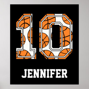 Pôster Número Personalizado de Basquete 10