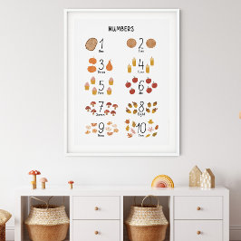 Poster Números 1 - 10 em Outono Estética Infantil Educaci