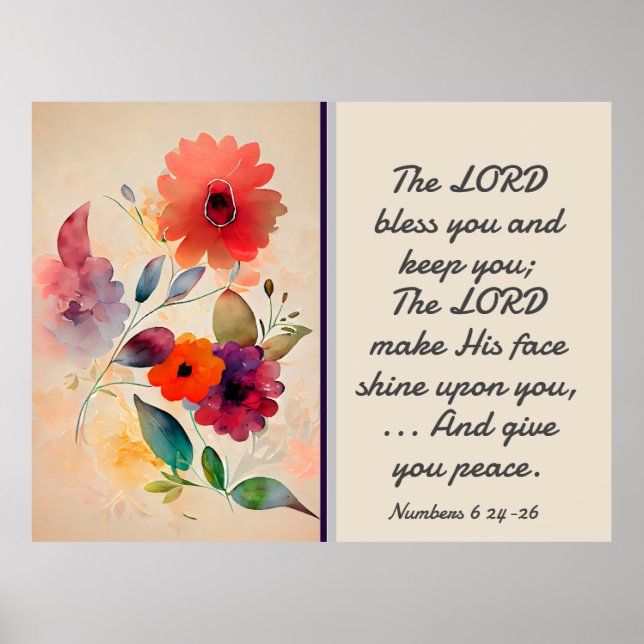 Poster Números 6 24-26 Lord Bless You Floral Watercolor (Frente)