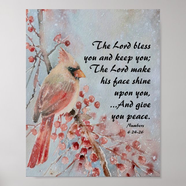 Poster Números 6 24-26 Lord Bless You Red Bird & Berries (Frente)