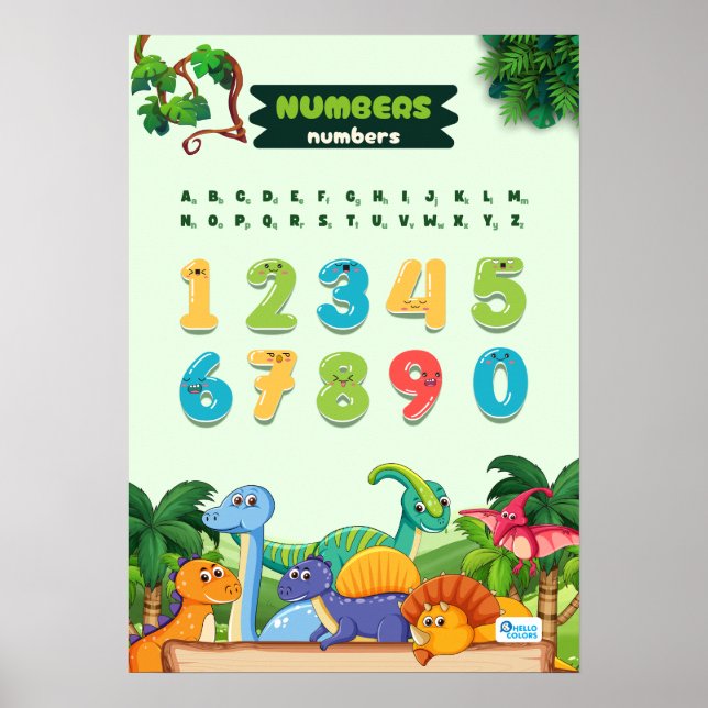 Poster Números com dinossauros (Frente)