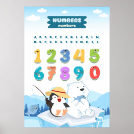 Poster Números com pinguim e urso