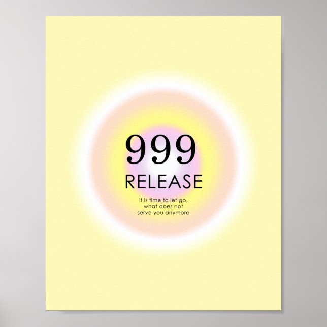 Poster Números De Anjo Numerologia Significa 999 Deixar I (Frente)