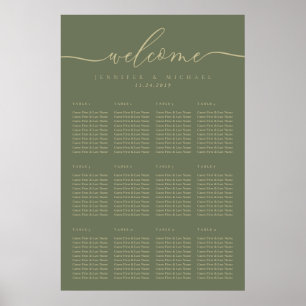 Poster Números de Mesa em Dourado Sage de Boas-Vindas