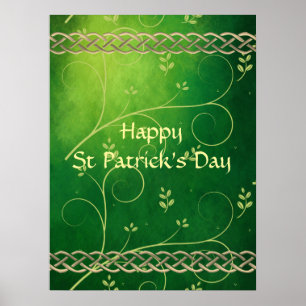 Poster Números e Folhas Verde Celtas