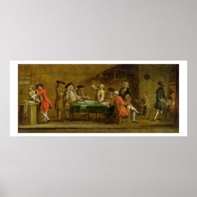 Poster Números em uma Tavern ou Café House, nos anos 1720 (Frente)