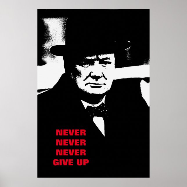 Poster Nunca Desista Da Pop de Arte Winston Churchill Mot (Frente)