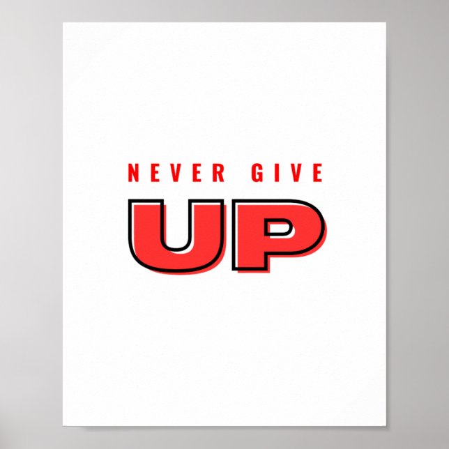 Poster Nunca desista do design de texto vermelho (Frente)