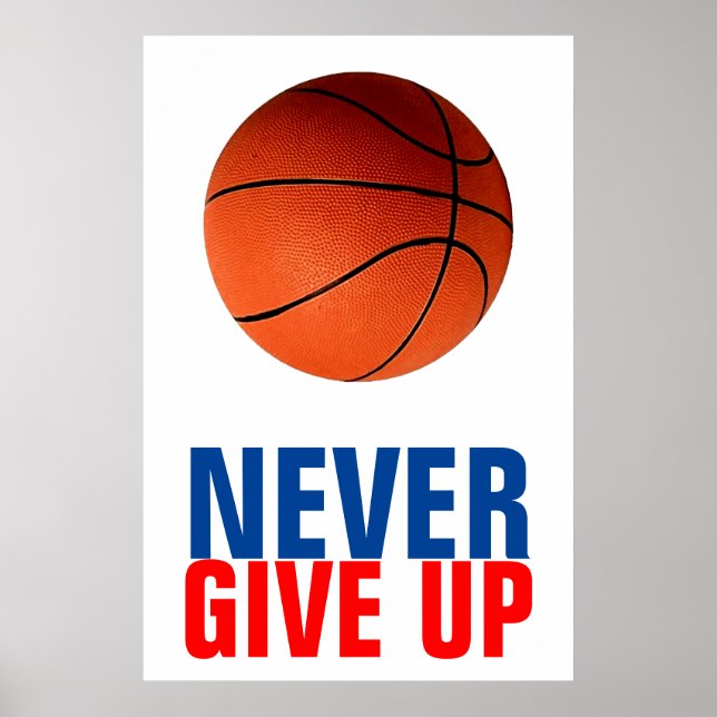 Poster Nunca desista do inspirador de basquete (Frente)