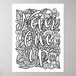 Poster Nunca Desistir - Colore o seu