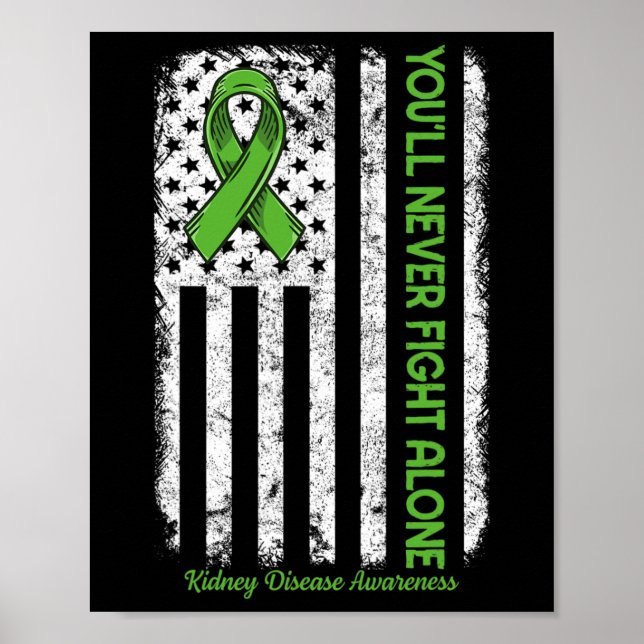 Poster Nunca Lute Sozinha Contra Doença Renal Verde (Frente)