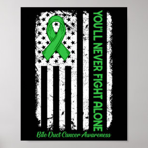Poster Nunca Lute Sozinho Câncer de Ducto Biliar Verde EU