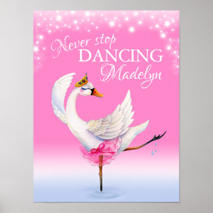 Poster Nunca pare de dançar balé swan rosa berçário rosa