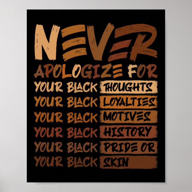 Poster Nunca Peça Desculpas Mês da História Negra Afro-Am (Frente)