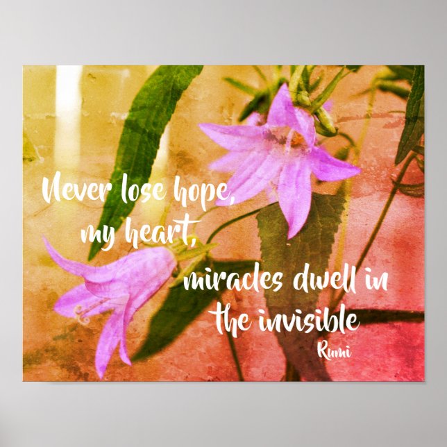 Poster Nunca Perder Esperança Rumi Citação Inspiracional (Frente)