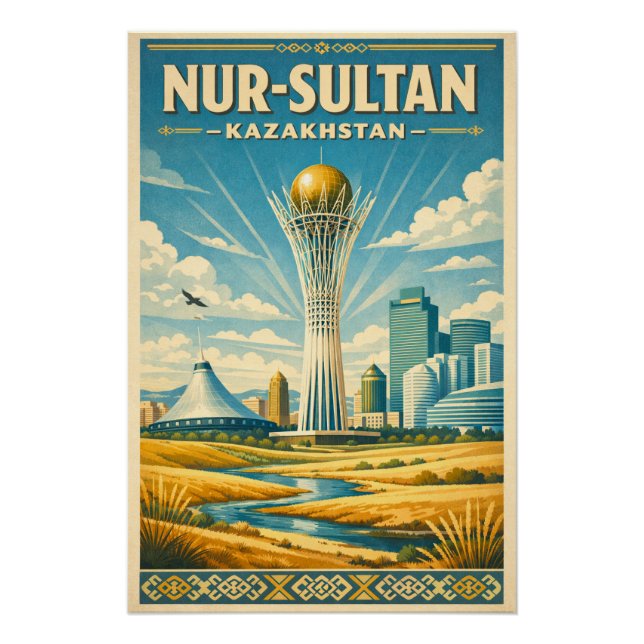 Pôster Nur-Sultan (Astana), Kazakhstan travel (Frente)