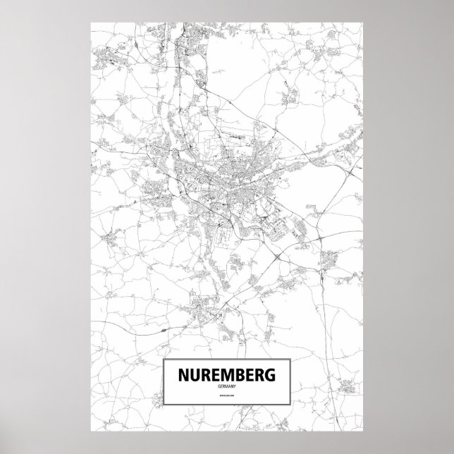 Poster Nuremberga, Alemanha (preto no branco) (Frente)