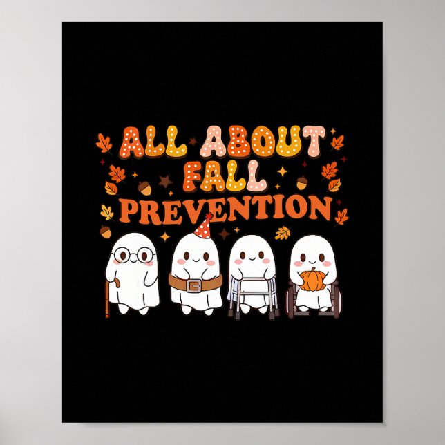 Poster Nurse All About Fall Prevention Cute Ghosts Autumn (Frente)