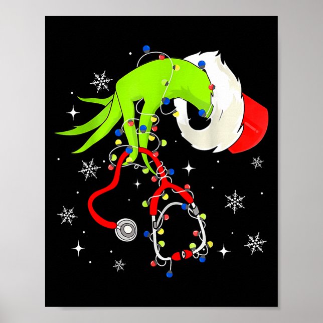 Poster Nurse Christmas Stethoscope Nurses Xmas Pajamas Sa (Frente)
