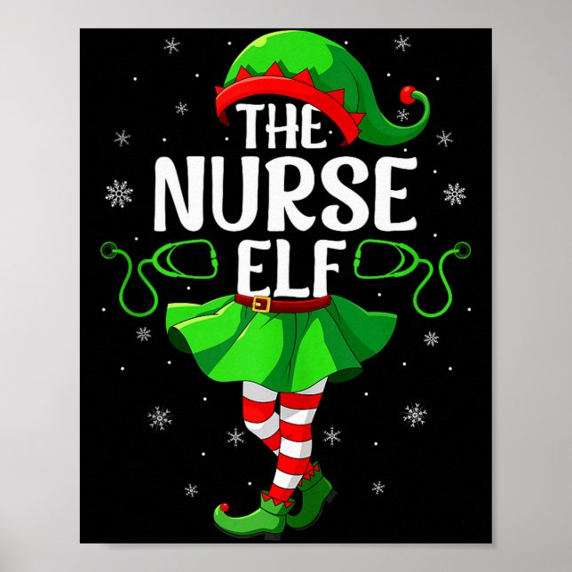 Poster Nurse Elf Christmas Girls Women Elf Squad Xmas Fam (Frente)