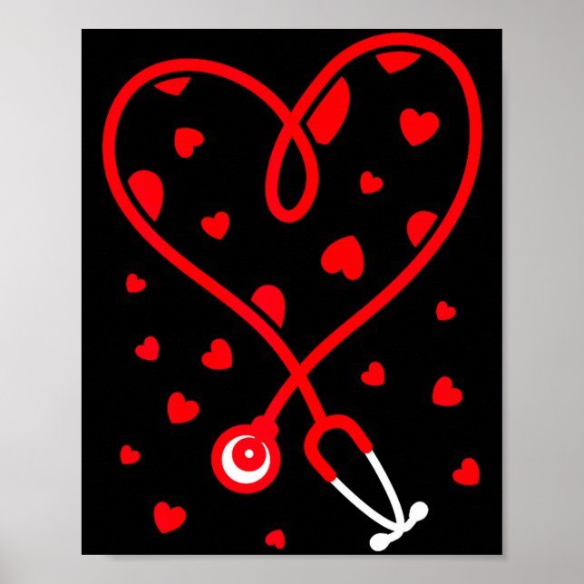 Poster Nurse Stethoscope Heart Valentine's Day Nursing  (Frente)