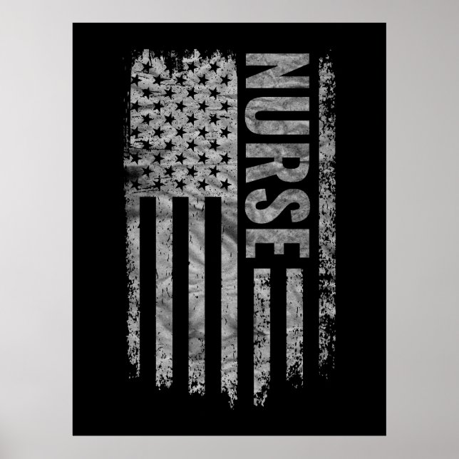 Poster Nurse USA Flag Distressed design (Frente)