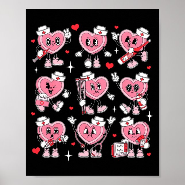 Poster Nurse Valentine Candy Heart Er Icu Nicu Rn Nurses  (Frente)