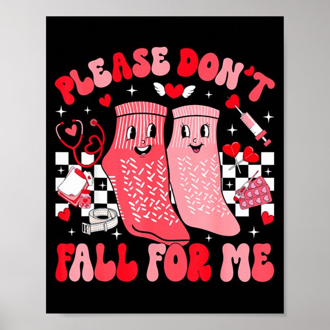Poster Nurse Valentines Day Non Slip Socks Please Don't F (Frente)