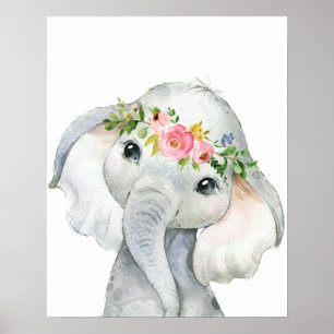 Poster Nursereria de Aquarelas do Boho Elephant Wall Art 