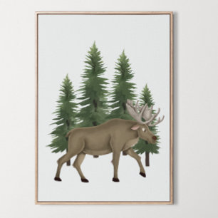 Poster Nurserland Woodland Animal Moose Wall Art Decor