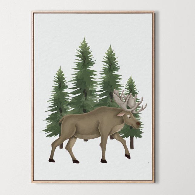 Poster Nurserland Woodland Animal Moose Wall Art Decor (Nursery Woodland Animal Moose Wall Art Decor, tree, forest
)