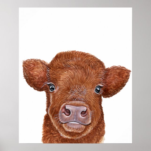 Poster Nursery Art Red Highland Cow Calf (Frente)