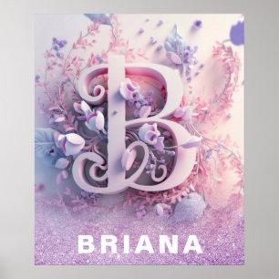 Poster *~* Nursery Monograma AP71 Rapariga - Letra B