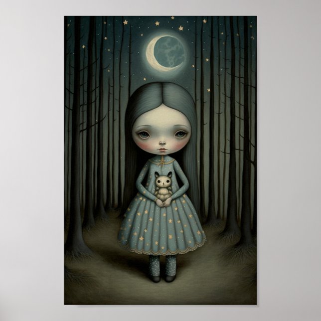 Poster Nursery Sweet Little Girl e The Moon Art (Frente)
