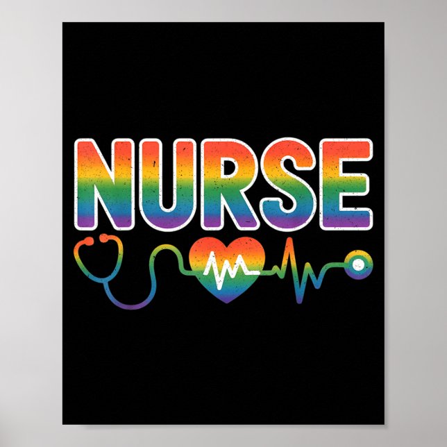 Poster Nurse's Life Lgbt Heart Stethoscope Nurse Week  (Frente)
