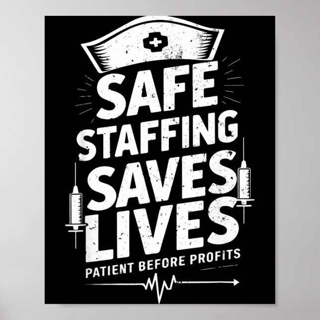 Poster Nurses Strike Save Nursing Suprt Safe Staffing Sav (Frente)